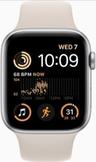 Apple Watch SE 2nd Gen (2022) (GPS) - 32GB - 44mm - Silver Aluminum Case with Starlight Rubber Sport Band - One Size