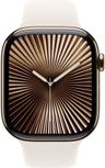 Apple Watch Series 10 (Cellular + GPS) - 64GB - 42mm - Gold Titanium Case with Starlight Rubber Sport Band - One Size