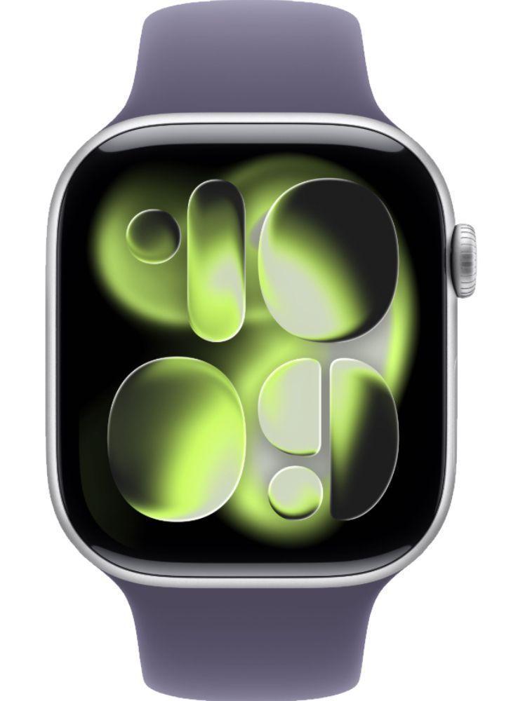 Apple Watch Series 11 (GPS) - 64GB - 42mm - Silver Aluminum Case with Purple Fog Silicone Sport Band - One Size