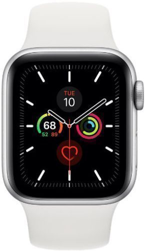 Apple Watch Series 5 (Cellular + GPS) - 32GB - 40mm - Silver Aluminum Case with White Rubber Sport Band