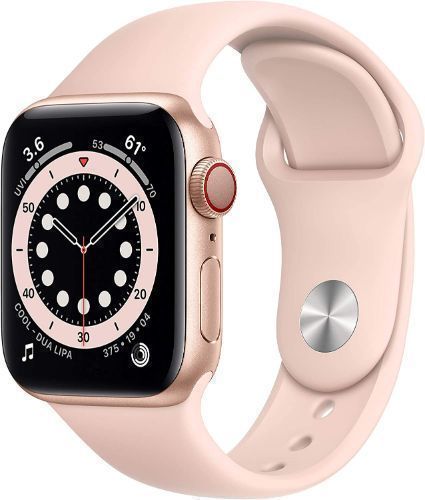 Apple Watch Series 6 (Cellular + GPS) - 32GB - 40mm - Gold Stainless Steel Case with Pink Sand Rubber Sport Band