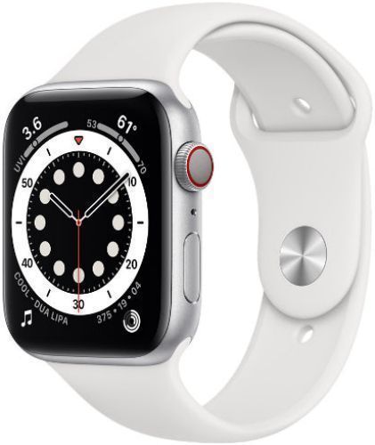 Apple Watch Series 6 (GPS) - 32GB - 44mm - Silver Aluminum Case with White Rubber Sport Band