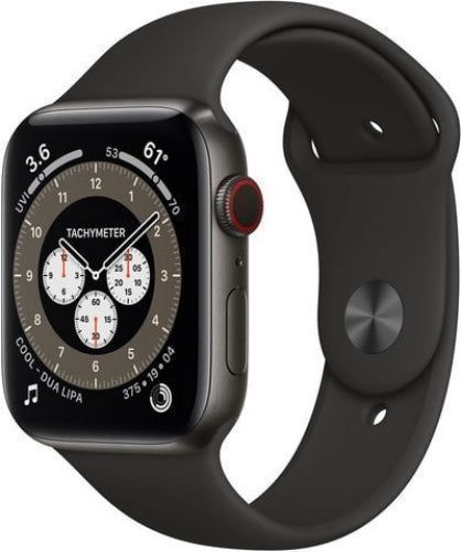 Apple Watch Series 6 (Cellular + GPS) - 32GB - 40mm - Space Black Titanium Case with Black Rubber Sport Band