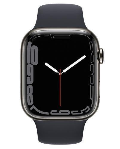 Apple Watch Series 7 (Cellular + GPS) - 32GB - 41mm - Graphite Stainless Steel Case with Midnight Rubber Sport Band