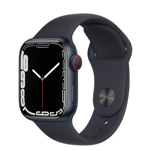 Apple Watch Series 7 (Cellular + GPS) - 32GB - 41mm - Midnight Aluminum Case with Midnight Rubber Sport Band