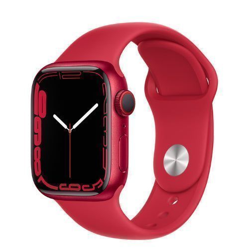 Apple Watch Series 7 (Cellular + GPS) - 32GB - 41mm - Red Aluminum Case with Red Rubber Sport Band