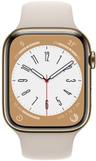 Apple Watch Series 8 (Cellular + GPS) - 32GB - 41mm - Gold Stainless Steel Case with Starlight Rubber Sport Band