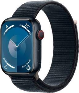 Apple Watch Series 9 (Cellular + GPS) - 64GB - 45mm - Midnight Aluminum Case with Midnight Rubber Sport Loop - One Size