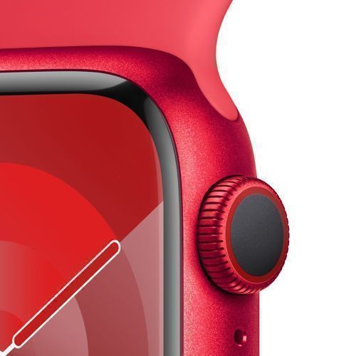 Apple Watch Series 9 (GPS) - 64GB - 45mm - Red Aluminum Case with Red Rubber Sport Band - One Size