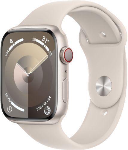 Apple Watch Series 9 (GPS) - 64GB - 45mm - Starlight Aluminum Case with Starlight Rubber Sport Band - One Size