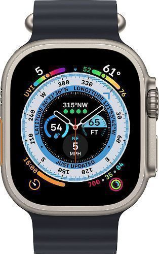 Apple Watch Ultra (Cellular + GPS) - 32GB - 49mm - Titanium Titanium Case with Midnight Rubber Ocean Band - One Size
