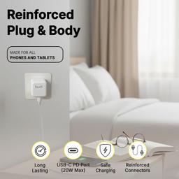 Mini 20W USB-C PD Home Charger AC361UWS (UK Type) - White - Brand New