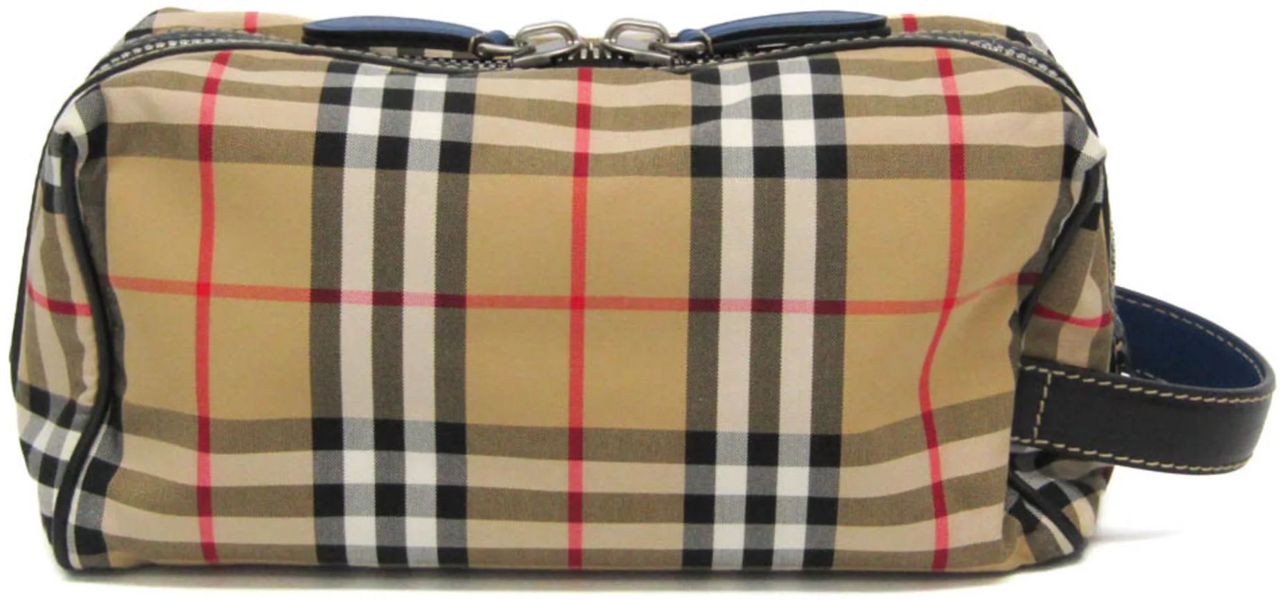 Burberry Leather Nylon Canvas Clutch Bag Pouch