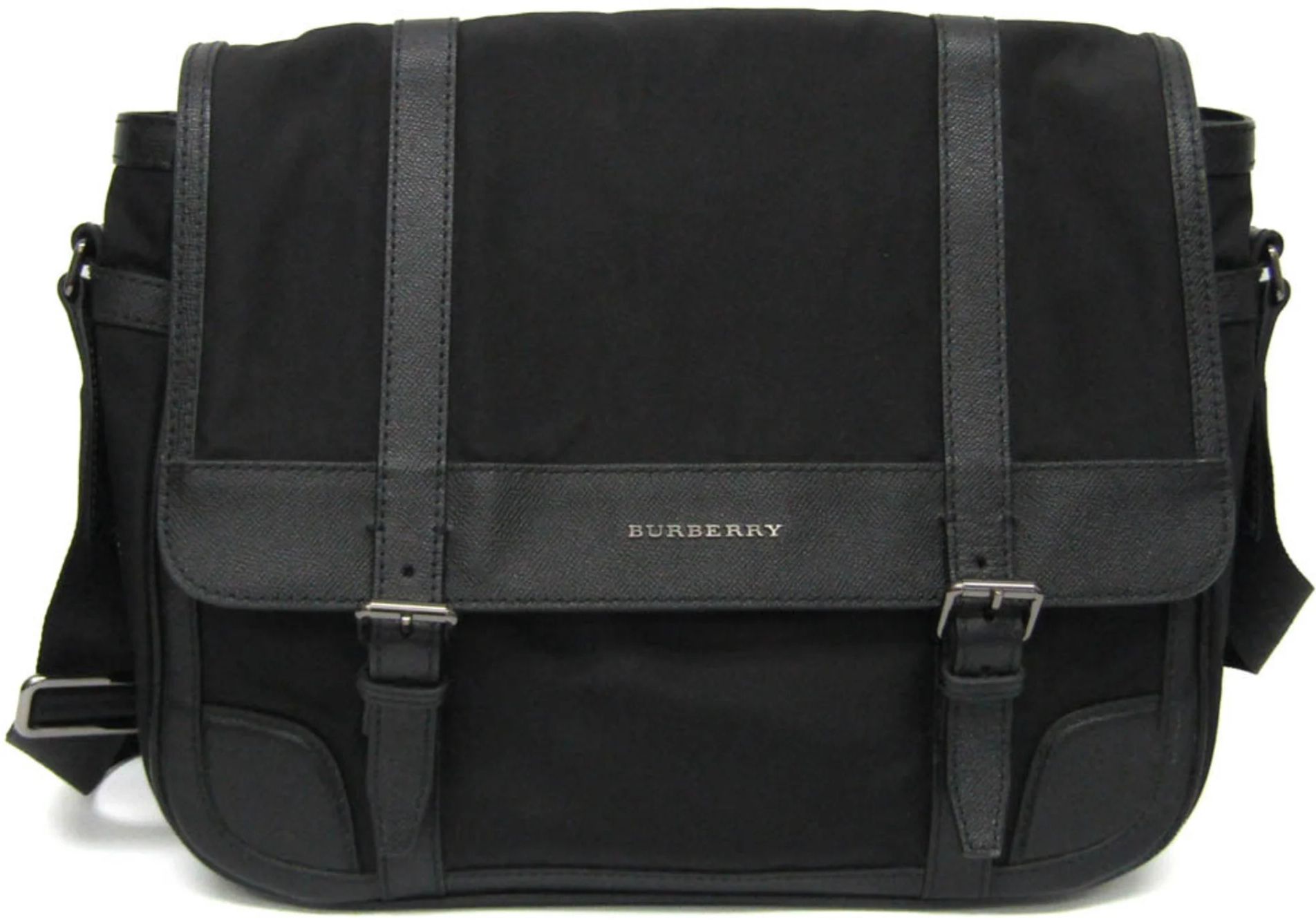 Burberry Leather Nylon Canvas Shoulder Bag
