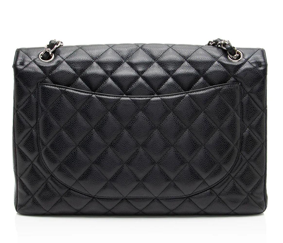 Refurbished Chanel Caviar Leather Classic Maxi Single Flap Bag - Reebelo United Kingdom