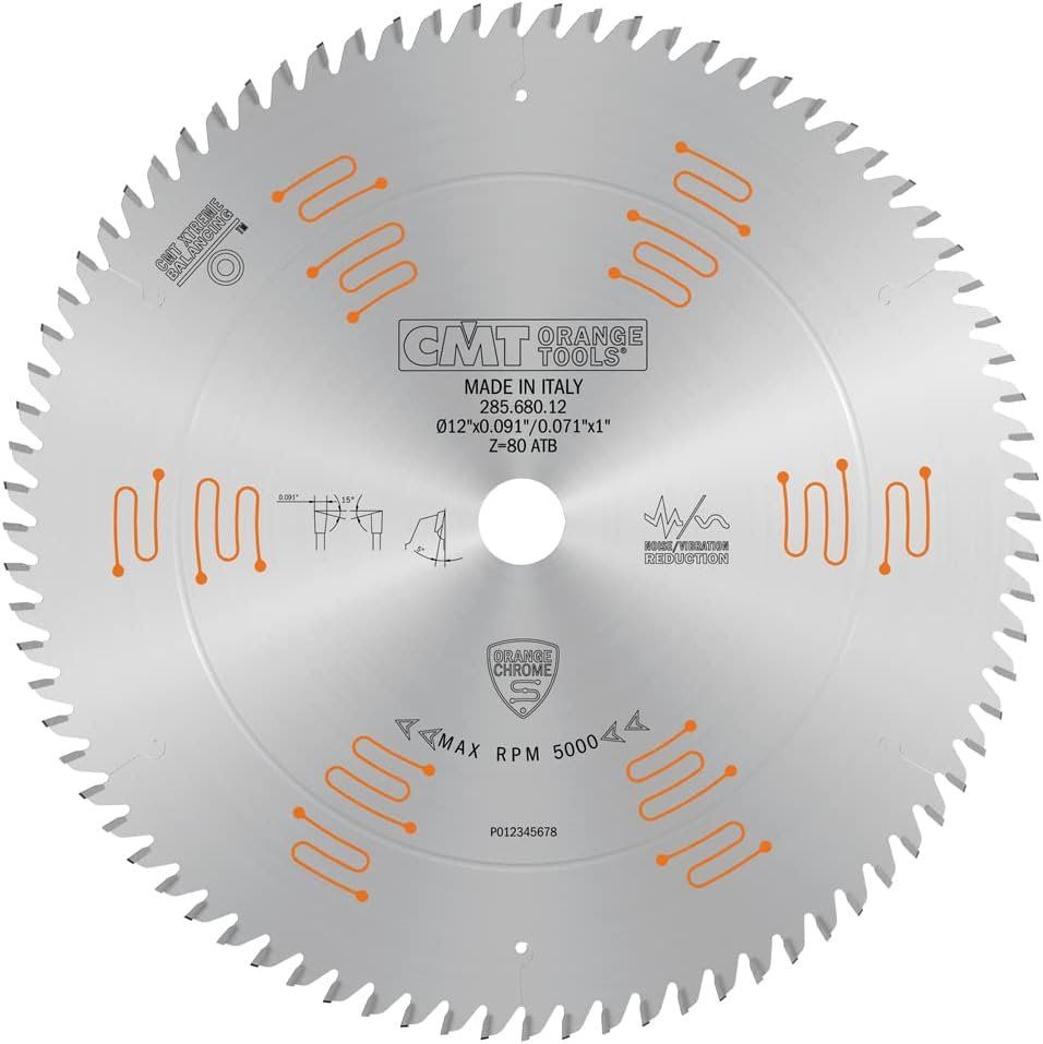 CMT 285.680.12 Chrome Fine Finish Blade 12" x T80 ATB