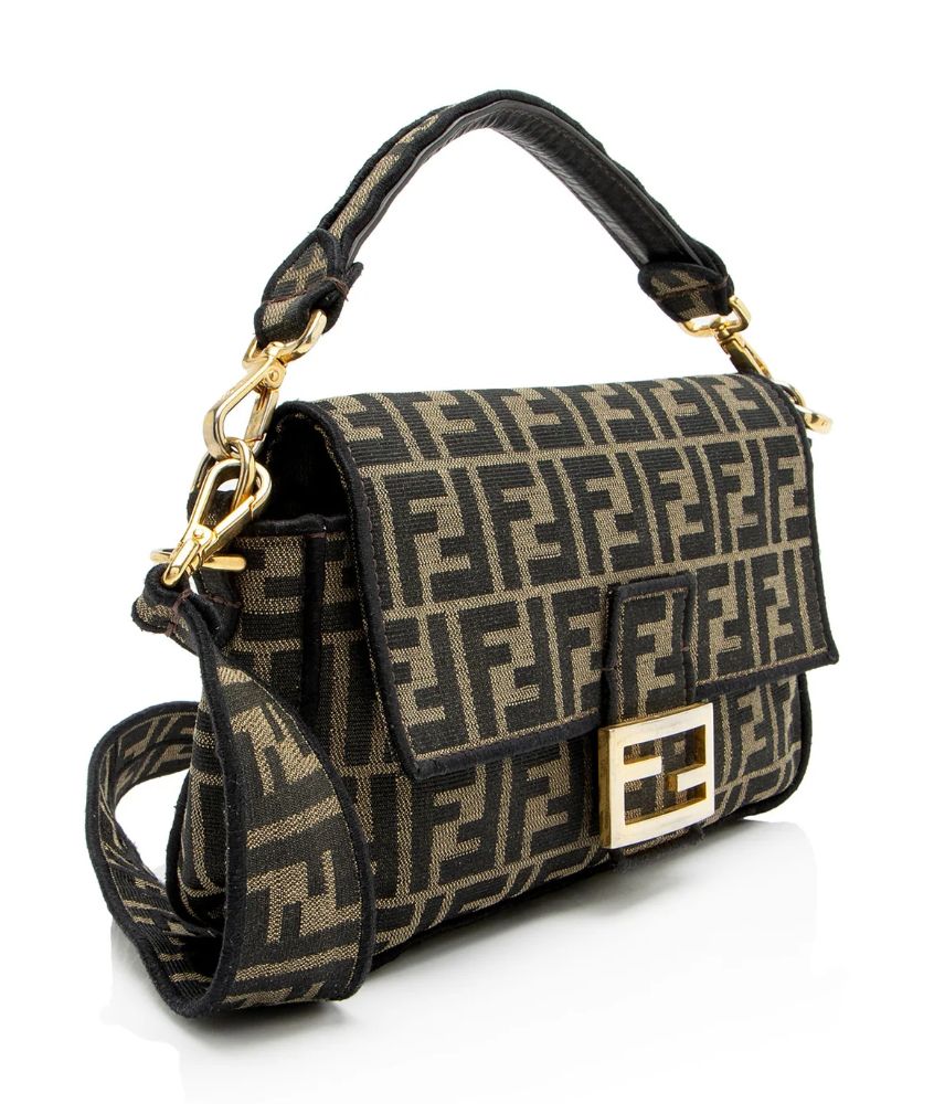 Fendi Zucca Calfskin Baguette Shoulder Bag
