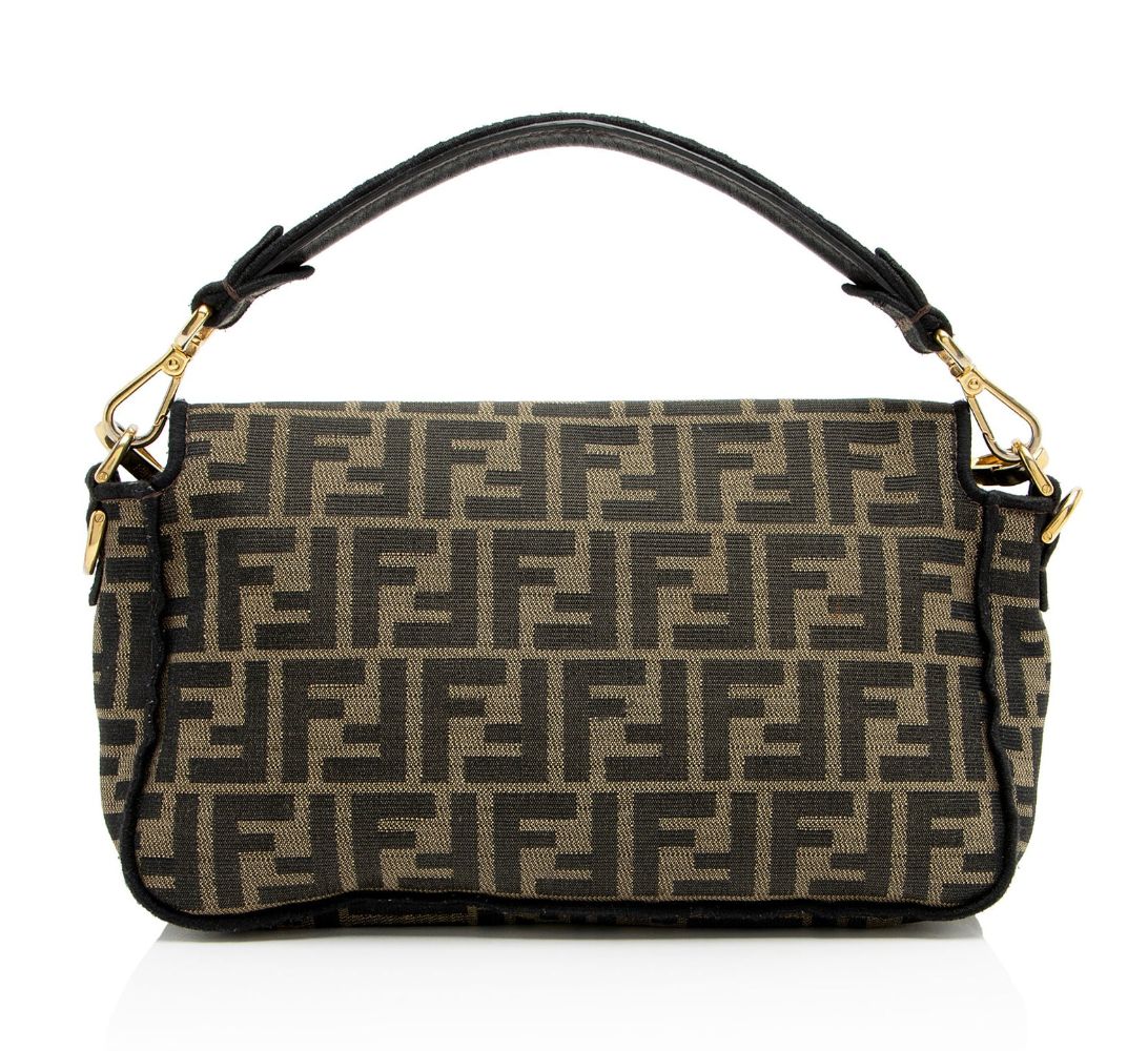 Fendi Zucca Calfskin Baguette Shoulder Bag