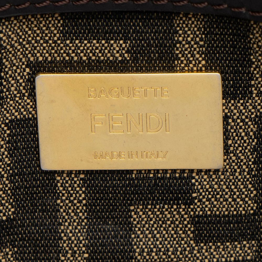 Fendi Zucca Calfskin Baguette Shoulder Bag