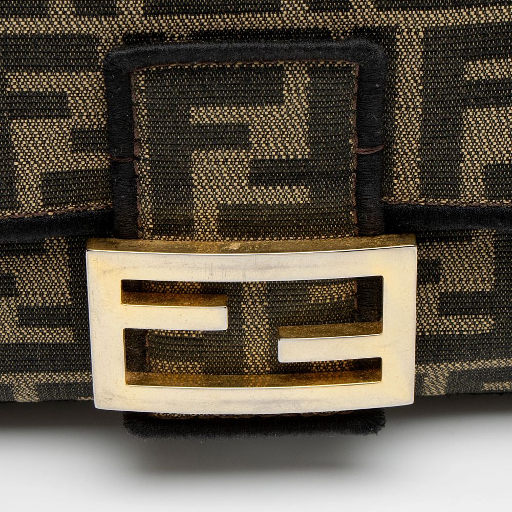 Fendi Zucca Calfskin Baguette Shoulder Bag