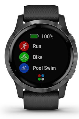 Garmin Vivoactive 4 Smartwatch - 45mm - Slate Fiber-reinforced Polymer Case with Black Silicone Silicone Strap