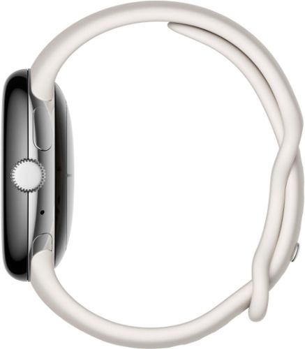Google Pixel Watch 1 (Bluetooth) - 32GB - 41mm - Polished Silver Stainless Steel Case with Chalk Fluoroelastomer Active Band