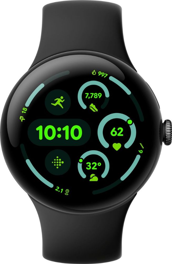 Google Pixel Watch 3 (Bluetooth) - 32GB - 41mm - Matte Black 100% Recycled Aluminum Case with Obsidian Fluoroelastomer Active Band