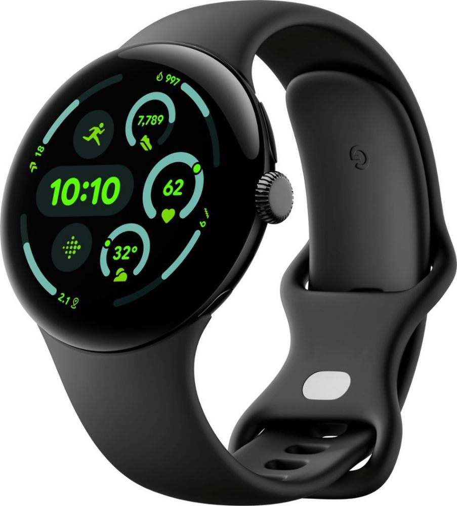 Google Pixel Watch 3 (Bluetooth) - 32GB - 41mm - Matte Black 100% Recycled Aluminum Case with Obsidian Fluoroelastomer Active Band