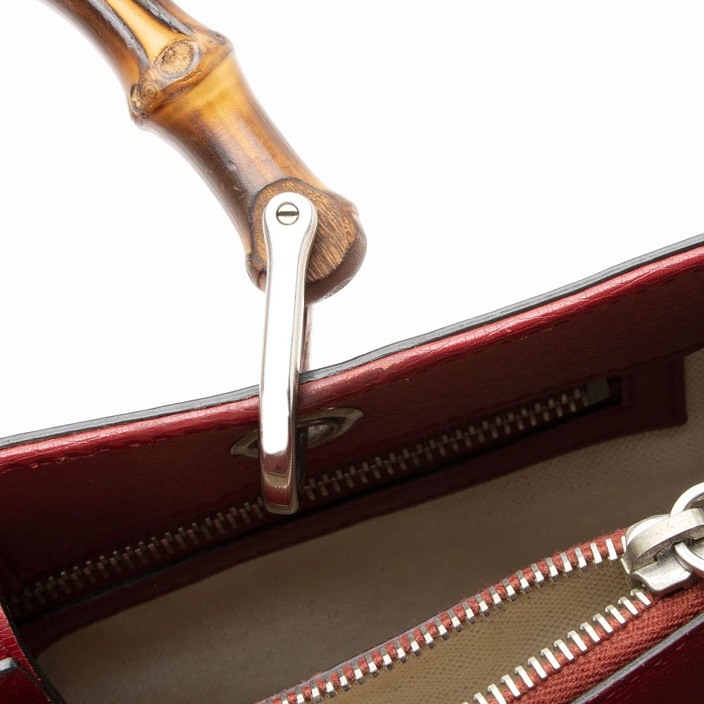 Gucci Leather Bamboo Blooms Medium Shopper Tote