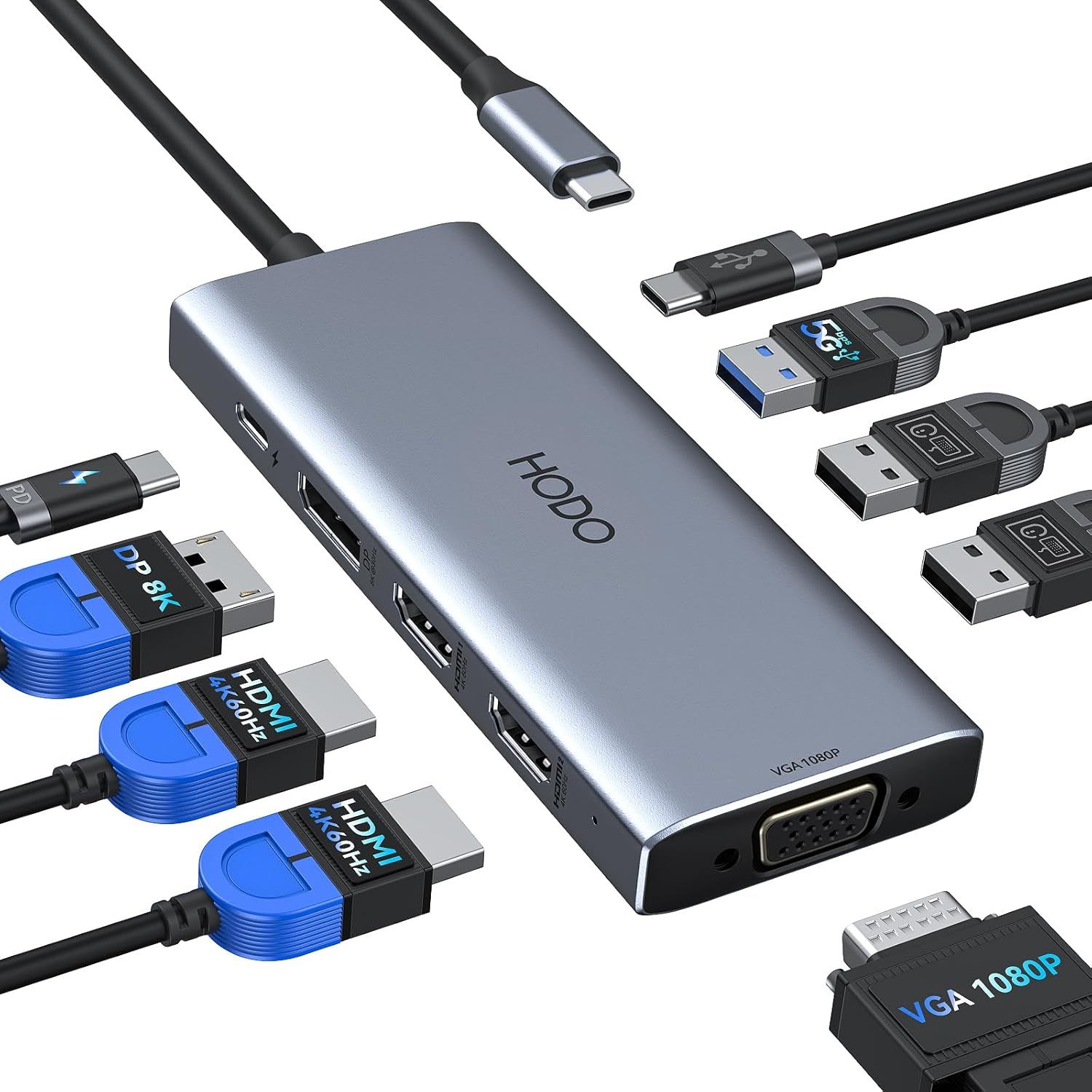 HODO USB-C Docking Station Dual Monitor Adapter