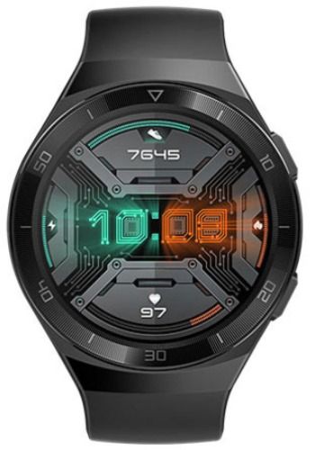 Huawei Watch GT 2e Smartwatch - 4GB - 35mm - Black Stainless Steel Case with Graphite Black Fluoroelastomer Fluoroelastomer Strap