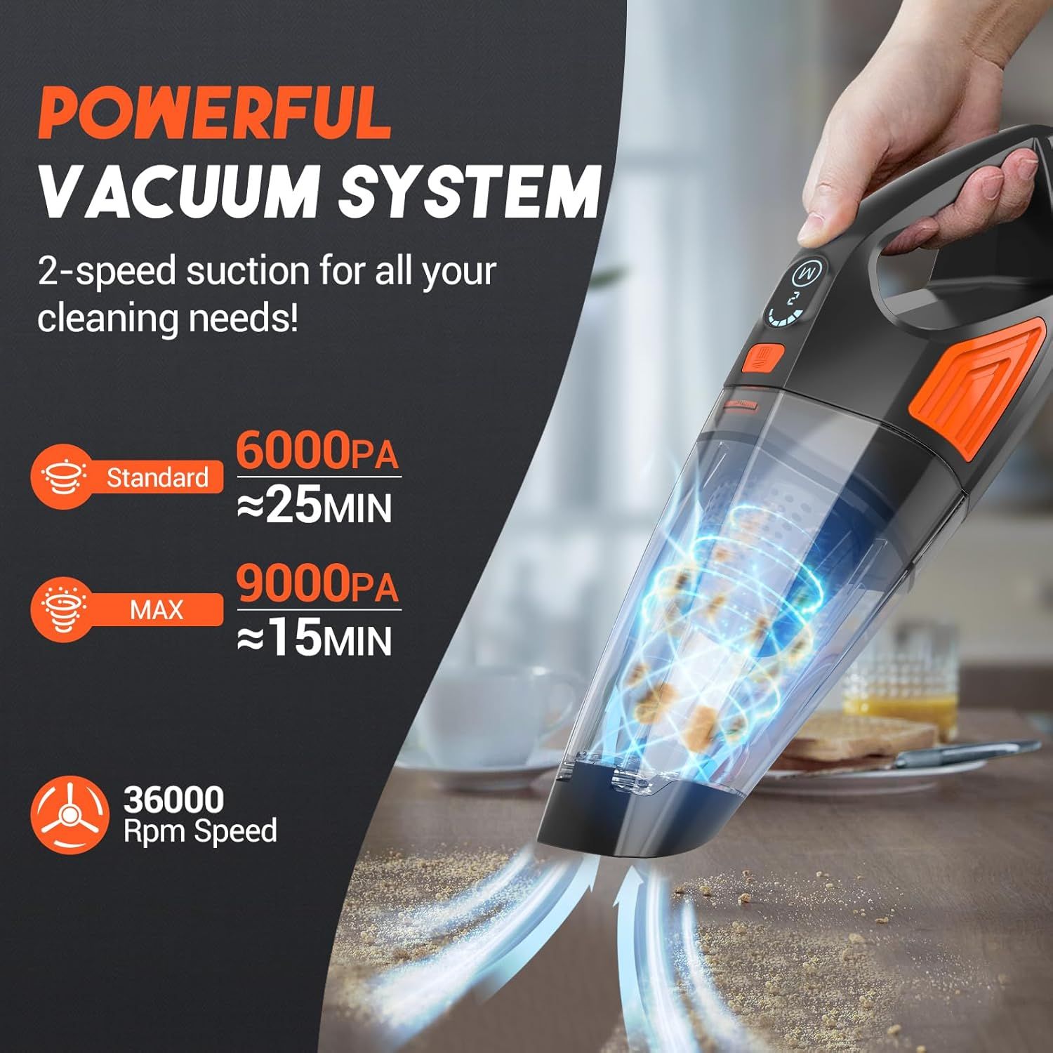 Jeshow SL81B Handheld Vacuum Cordless Car Vacuum