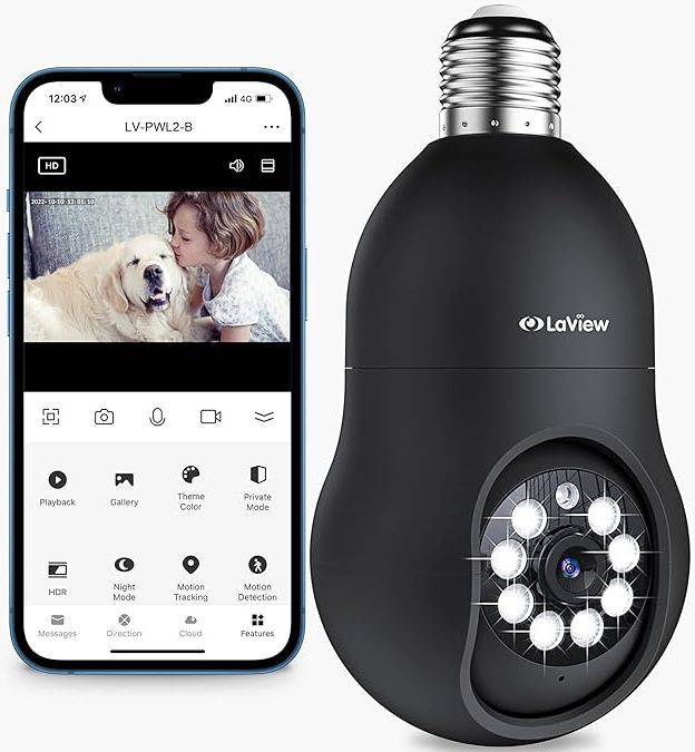 LaView Wireless Bulb Security Camera 360° LV-PWL2