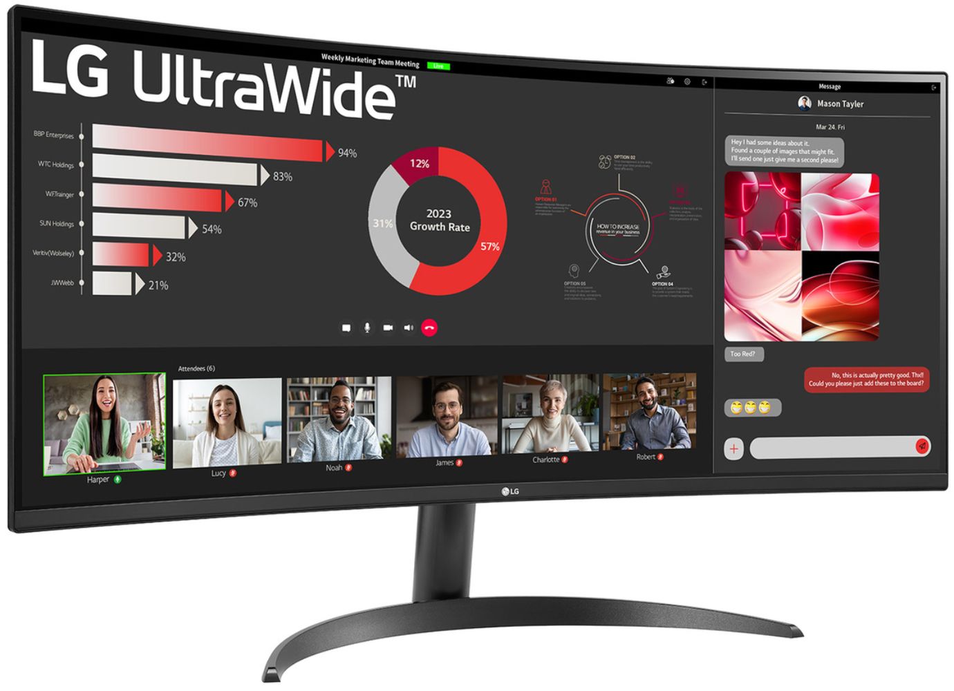LG 34WR50QK-B Curved UltraWide QHD Monitor 34"