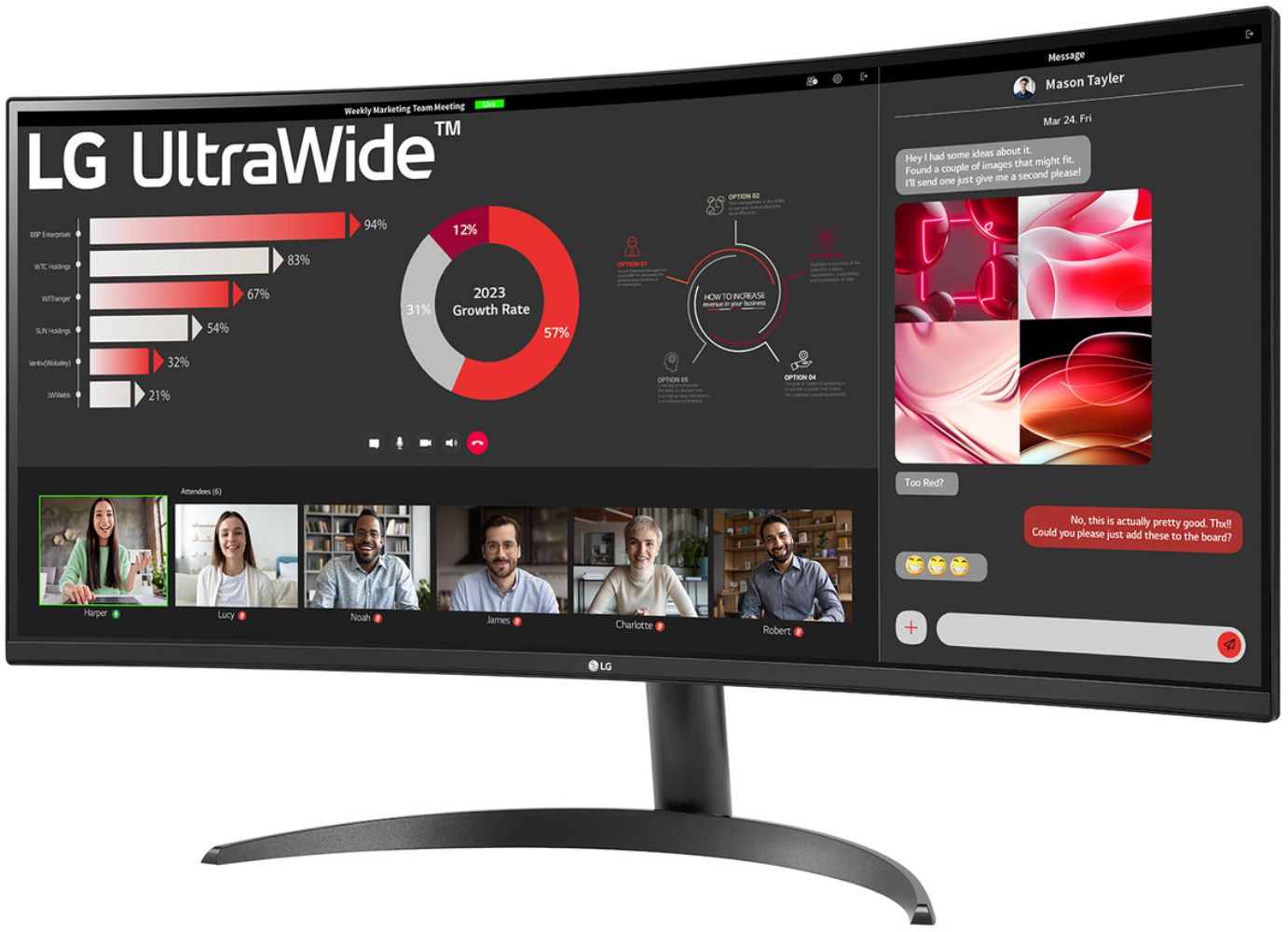LG 34WR50QK-B Curved UltraWide QHD Monitor 34"