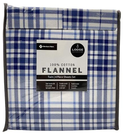 Member's Mark 100% Cotton 4pc Flannel Sheets Twin Set
