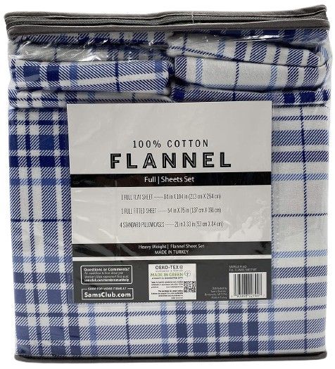 Member's Mark 100% Cotton 6pc Flannel Sheets Full Set