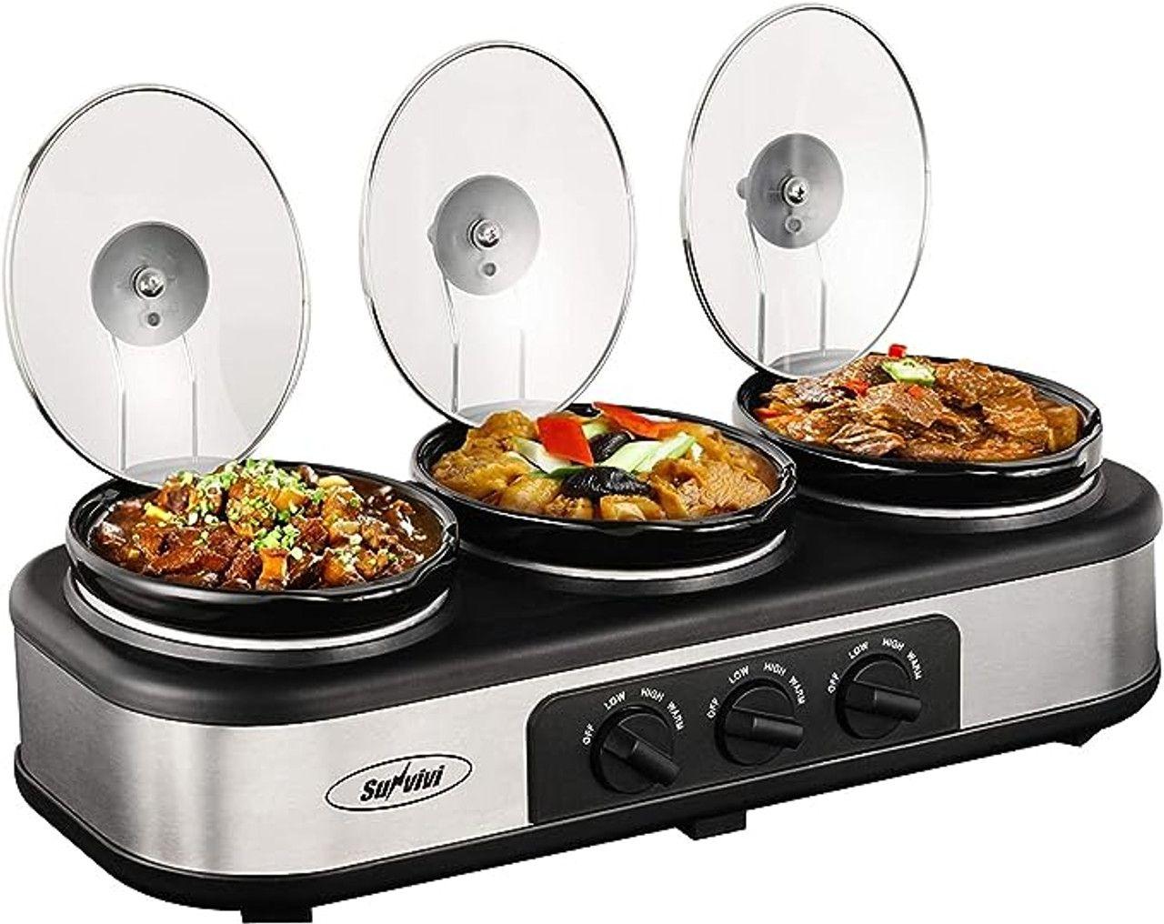 Sunvivi Slow Cooker Triple Buffet Food Warmer