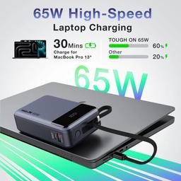 Tough On 65W 20000mAh Power Bank Built-in USB-C Cable