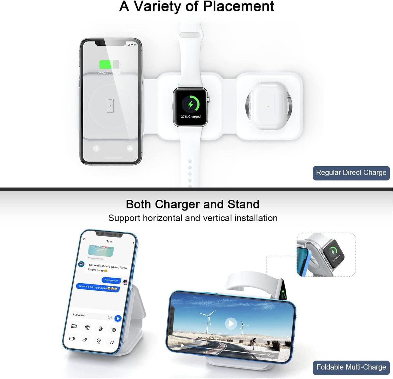 UCOMX Nano 3 in 1 Wireless Charger with Adapter