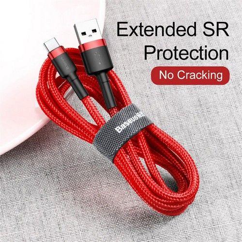 Refurbished Baseus Phone Cable cafule Fast Charging USB to Type-C USB for Samsung 3A 1M Red - Reebelo United Kingdom