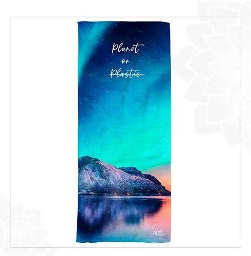 Refurbished PLANET OR PLASTIC BEACH TOWEL unisex Eco-friendly beach gym camping towel sand free galaxy art made from recycled plastic bottles - Reebelo United Kingdom