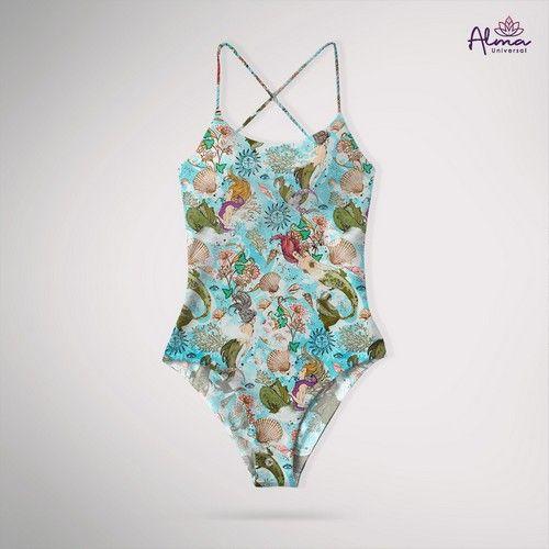 Refurbished Women's UPF 50+ MERMEID ONE PIECE Bathing Suits One Piece Swimsuits made from recycled plastic bottles Variant Size Value L - Reebelo United Kingdom