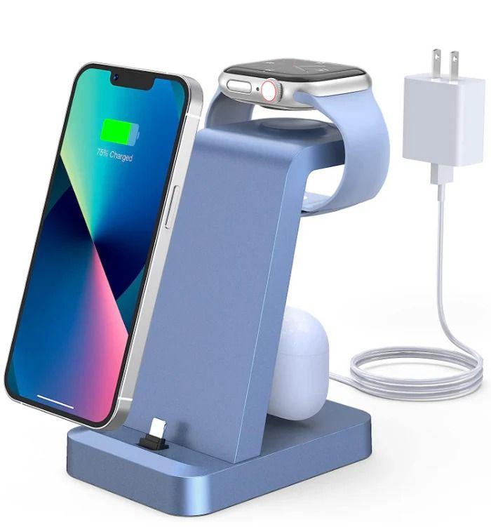 Refurbished Woruda Charger Station 3-in-1 Fast Wireless Charging Dock Stand for iPhone Multiple Devices - Reebelo United Kingdom