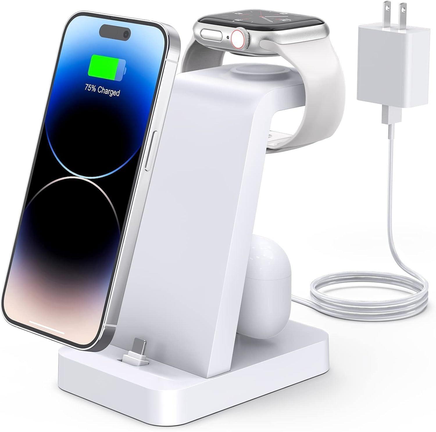 Refurbished Woruda Charger Station 3-in-1 Fast Wireless Charging Dock Stand for iPhone Multiple Devices - Reebelo United Kingdom